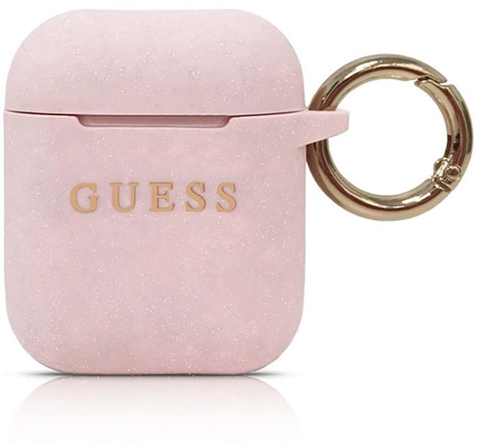 GUESS GUACCSILGLLP AirPods cover light pink / pink Silicone Glitter