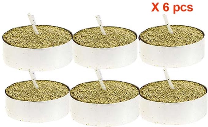 Ongedoelde lovertjes Platte kaars kaars - Set van 6 stuks - Plastic - Or - SILUMEN