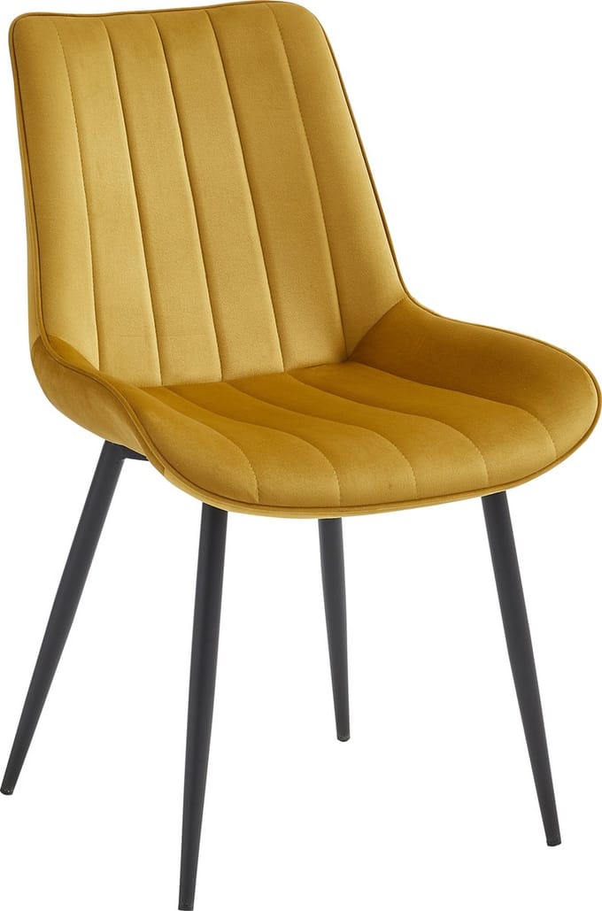 Colenis® - Verta Eetkamerstoel - Set Van 2 - Okergeel - Velvet - Industrieel