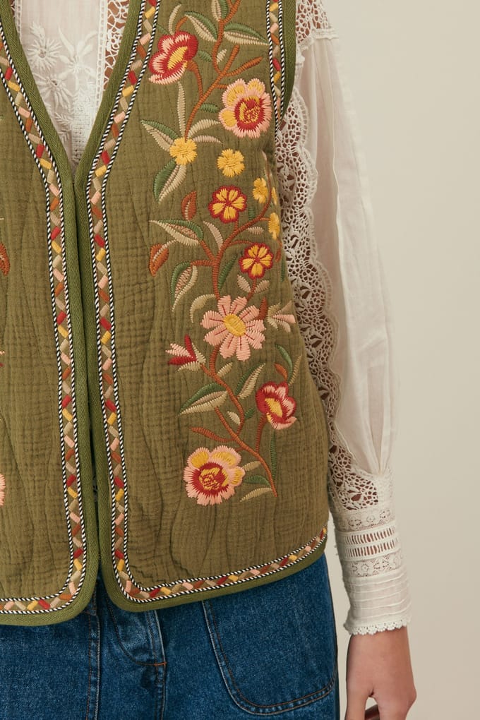 Louise Misha Vest Liberta Khaki Maat: 36 | Gilets Outlet | Dames | Bruin