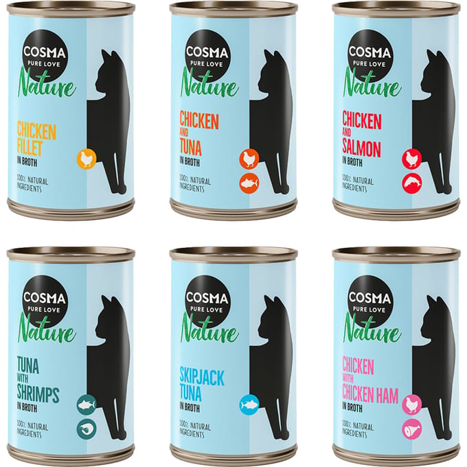 24x140g Mix I 6 Soorten Cosma Nature Kattenvoer nat