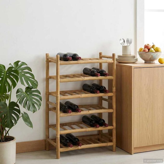 Étagère à vin Naturelle 57 x 29,5 x 72 cm Bambou