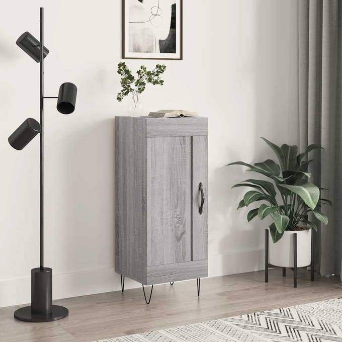 vidaXL - Dressoir - 34,5x34x90 - cm - bewerkt - hout - grijs - sonoma - eikenkleurig