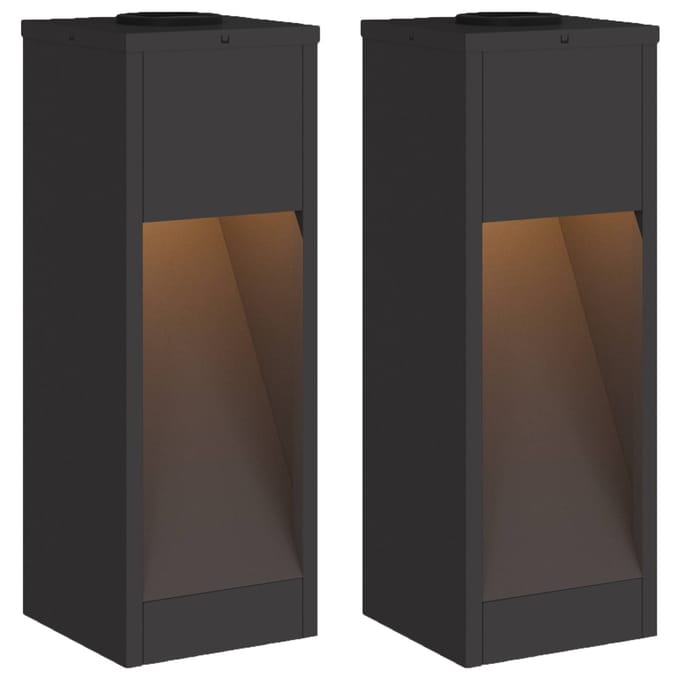 vidaXL Zonne LED Padverlichting 2 pcs Zwart Koudgewalst staal