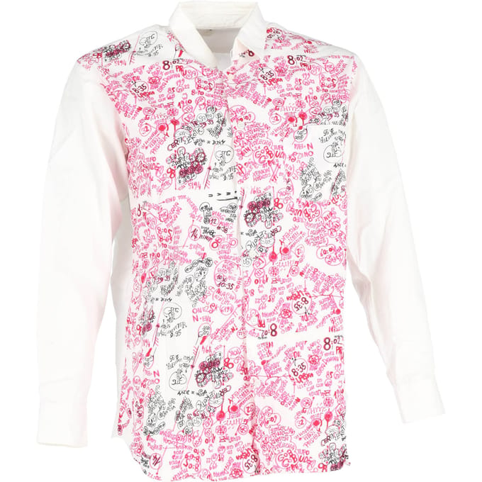 Comme Des Garçons overhemd met lange mouwen en print van wit katoen