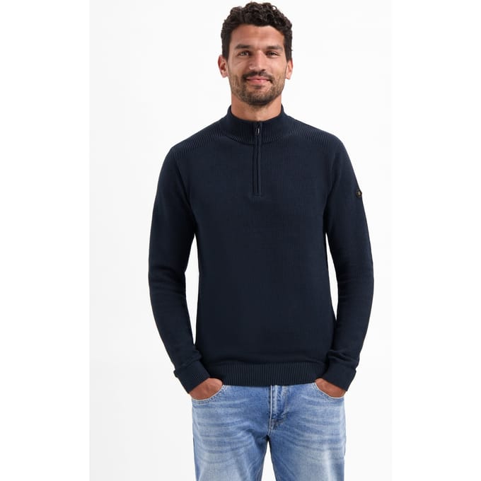 No Excess Pullover Half Zip Plated Structure Knit Night Maat: XL | Sweaters Outlet | Heren | Blauw