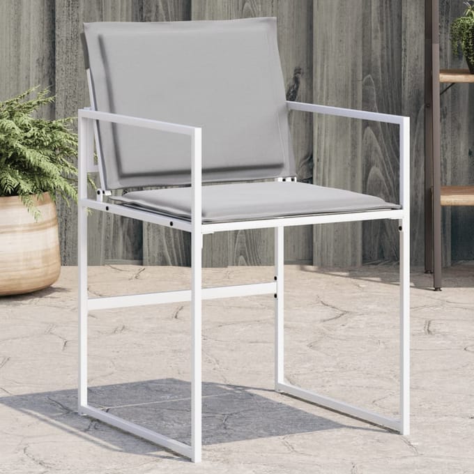 vidaXL - Tuinstoelen - 4 - st - met - kussens - staal - en - textileen - wit