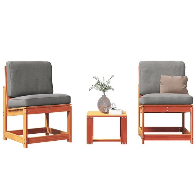 vidaXL - 3-delige - Loungeset - massief - grenenhout - wasbruin