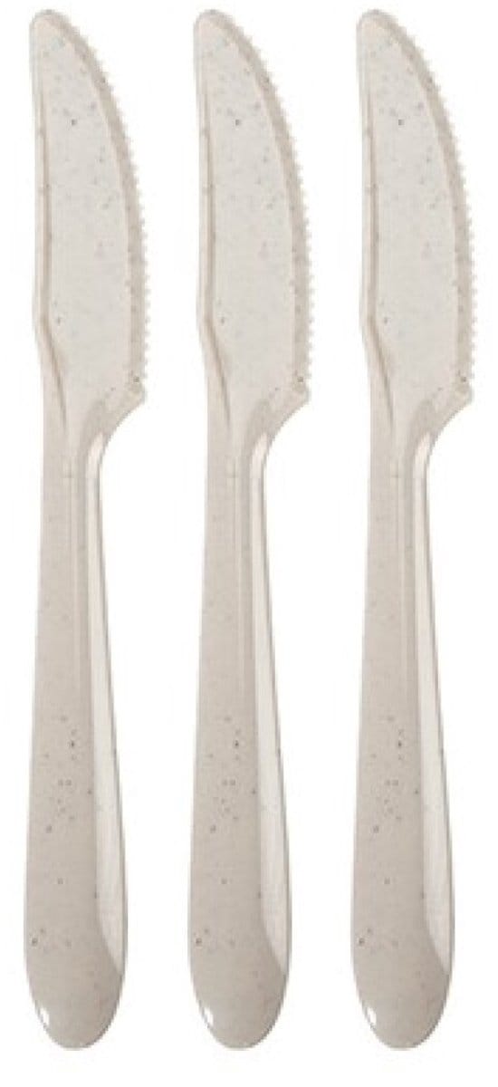 Camping/bbq gourmet bestek 6x stuks messen bio/eco verantwoord/afbreekbaar