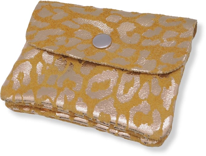 Bijoutheek Portemonnee Leer Italiaans Suede Leopard Yellow