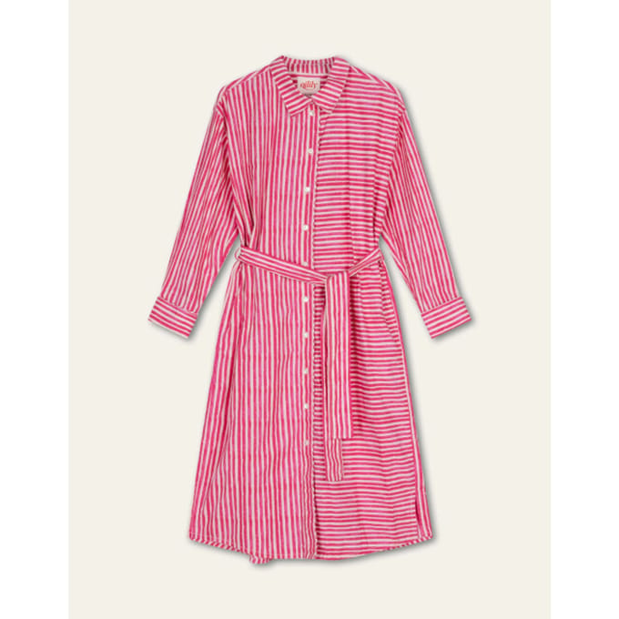 Oilily Dierama Stripe Jurk- maat42 Raspberry Sorbet