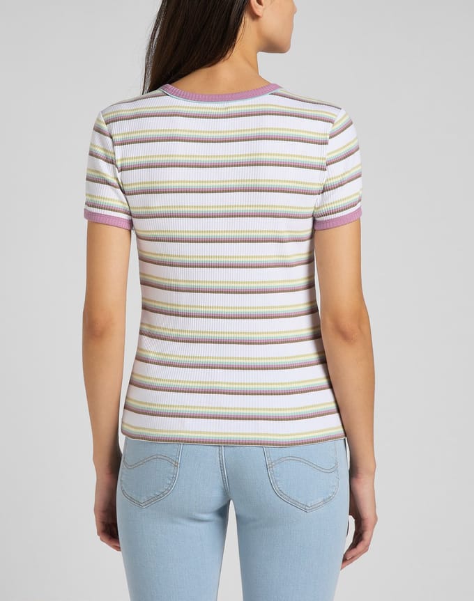 Lee Dames Stripe Tee shirt - Maat L - Gemengde Kleuren