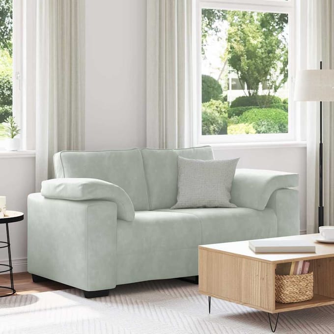 vidaXL - Loveseat - bank - 160x77x82 - cm - fluweel - lichtgrijs