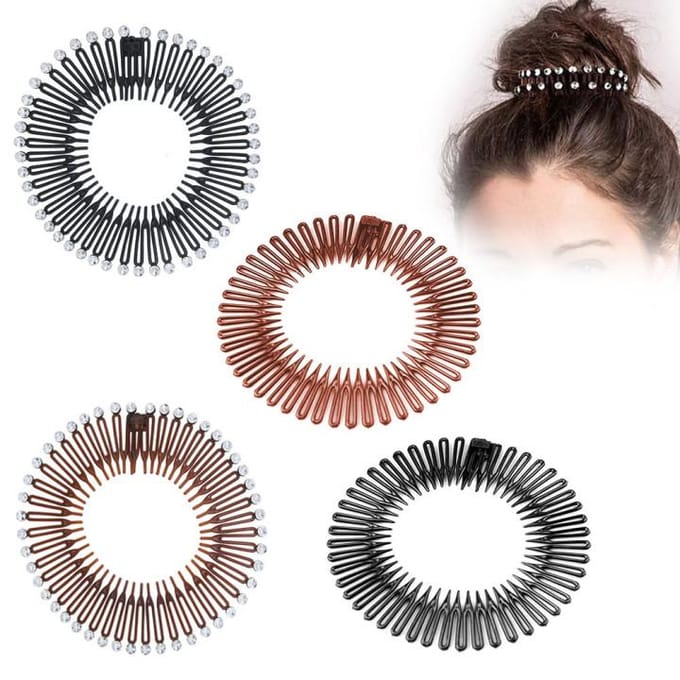 4 Stuks Elastische Haarband Rijstnoedel Kam Veer Pruik Kam Mode Haarband Haarkammen gray
