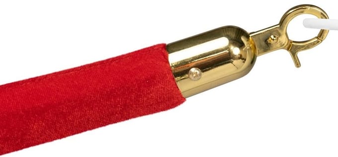 IVOL Afzetkoord voor rode loper paaltjes - Rood velours - Messing sluiting