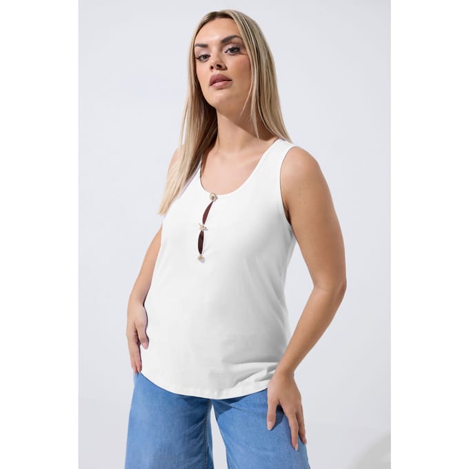 Limited Collection Witte Tanktop Met Schelpknoopjes Size 46