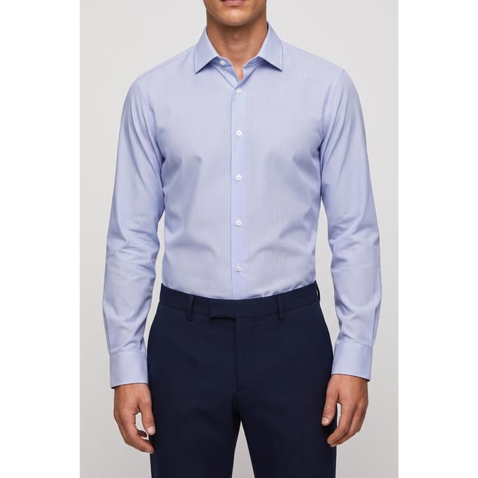 Calvin Klein Slim Collar Shirt Stream Maat: 43 | Zakelijke Overhemden Outlet | Heren | Blauw