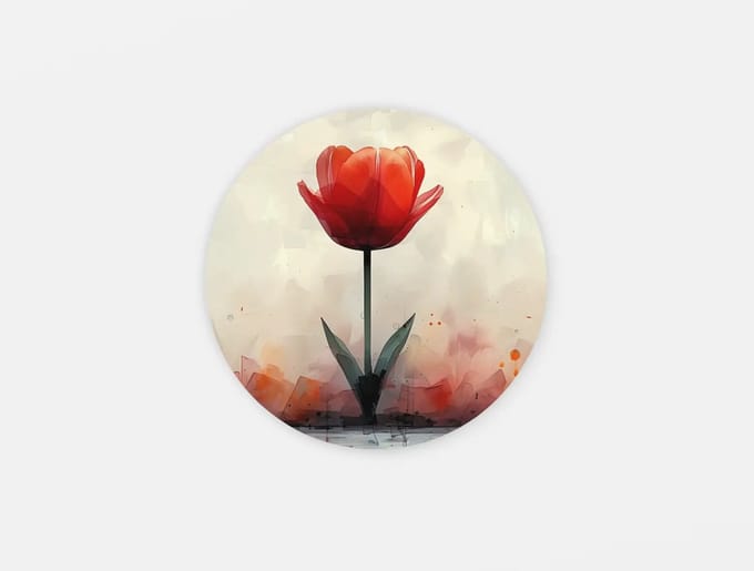 Rond Schilderij - Bloemen - Rode Tulp - Muurcirkel print op Dibond - 80 cm