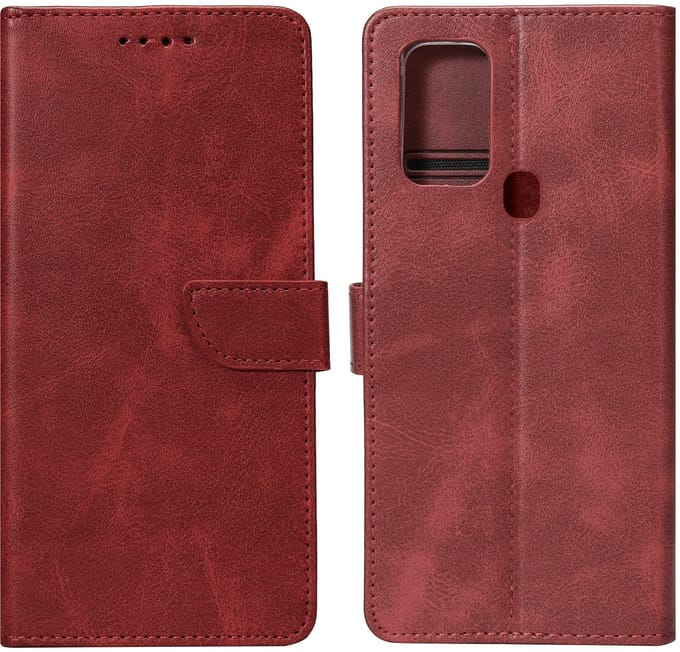 Rixus Bookcase For Samsung Galaxy A21s Dark Red
