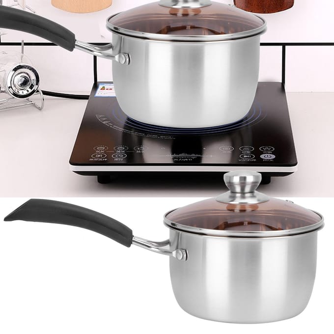 Casserole à lait à une poignée Casserole multifonction pour soupe Casserole pour ragoût Casserole pour aliments pour bébé Casserole à sauce Casserole de cuisine gray