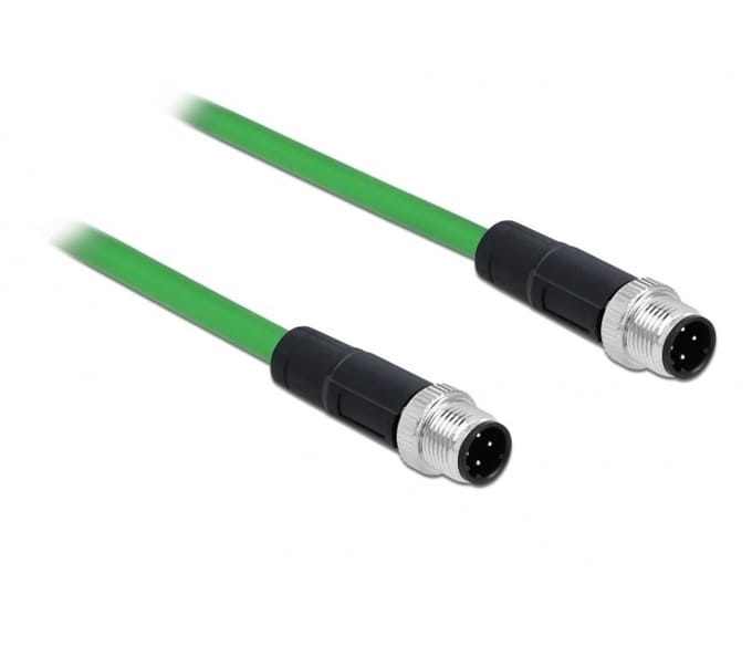 M12 4-pins D-gecodeerde industriële netwerkkabel | CAT5e | PUR | 3 meter