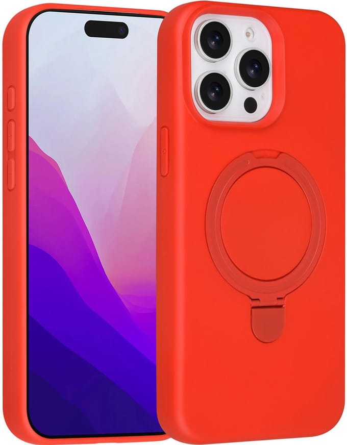 TUNIQ telefoonhoesje voor Apple iPhone 15 Pro Max - MagSafe met ringstand - Rood