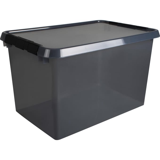 Comfort line opbergbox 62 liter transparant grijs/zwart  60 x 40 x 34 cm