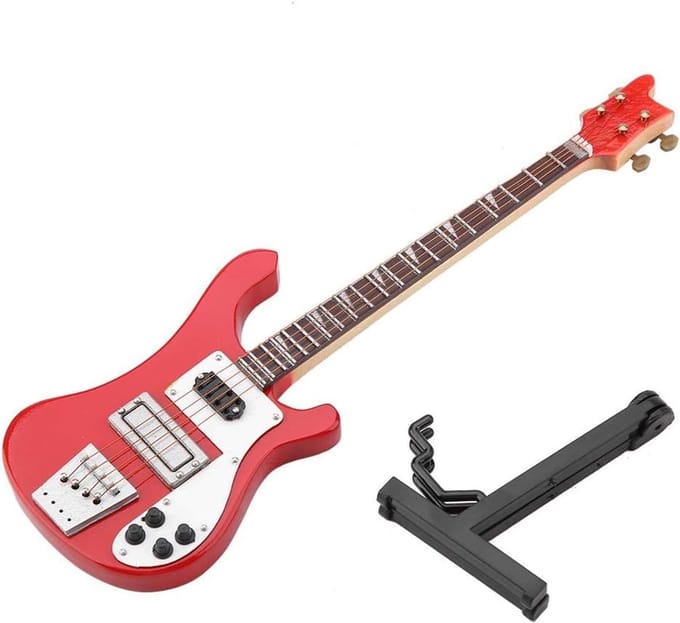 Decoratieve Houten Gitaar Model Rood - Inclusief Standaard en Koffer