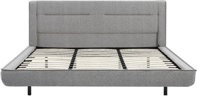 Vente-unique Bedframe stof grijs 180 x 200 cm (Super King Size Bed)