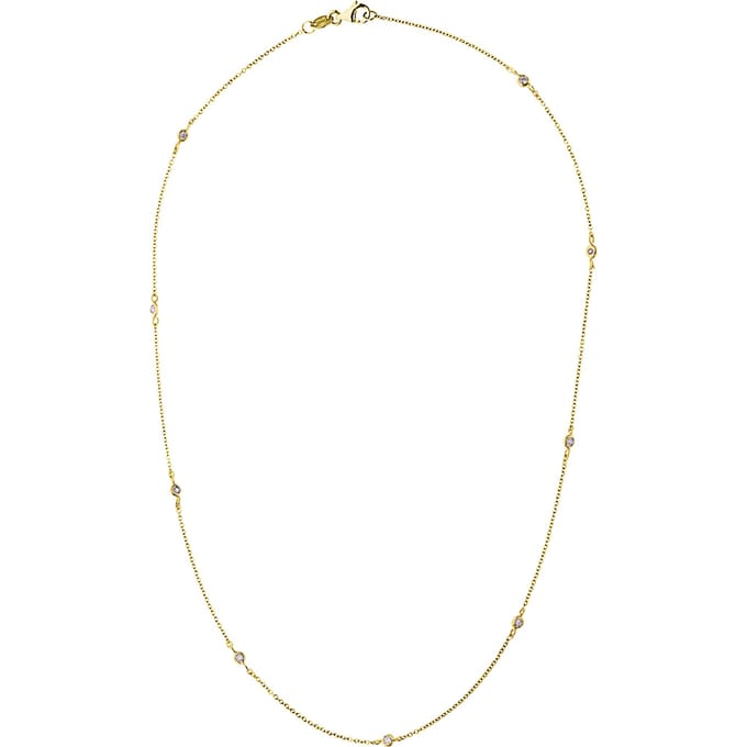 Collar afwisselend kabel ketting Diamonds 0,18 Cts Yellow Gold 18k