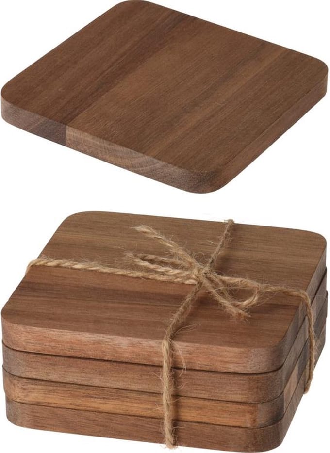 Glasonderzetters - Acacia Hout - Set 4 stuks