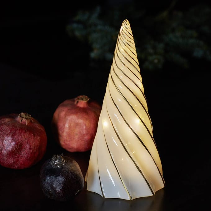 Sirius LED-decoratiefiguur Vilma, wit/goud, hoogte 24 cm, glas, batterij