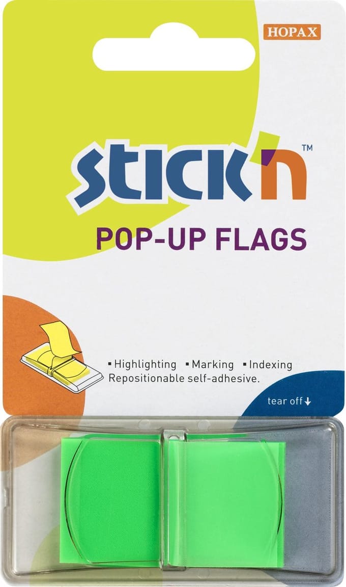 Stick'n Index tabs - 45x25mm - Neon Groen - 50 sticky tabs