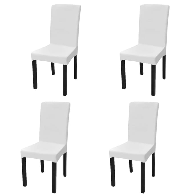 vidaXL - Stoelhoezen - 4 - st - stretch - recht - wit