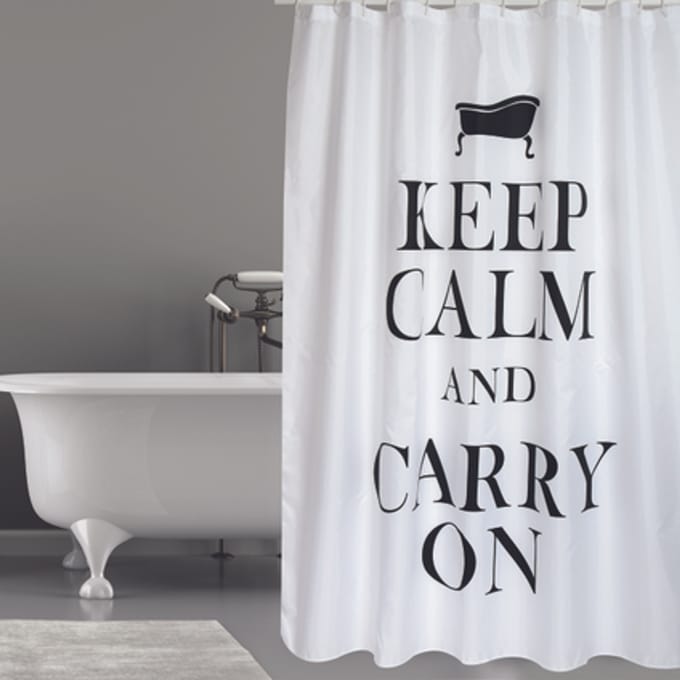 Msv Douchegordijn Keep Calm Zwart 180cm