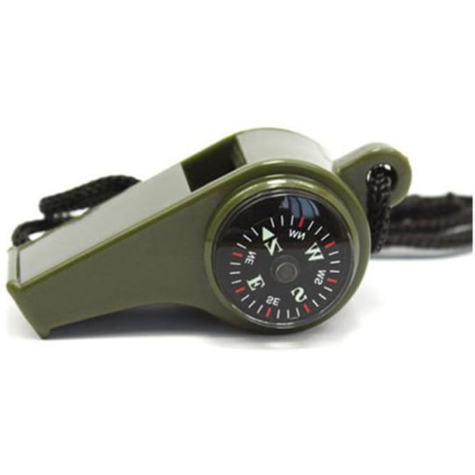 3in1 Survival Fluitje met Kompas Thermometer Wandelen Buiten Nooduitrusting 1pc gray
