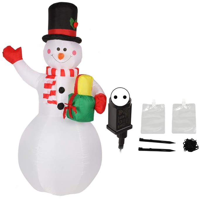 Bonhomme de neige gonflable de 1,5 m de hauteur Décorations de Noël Bonhomme de neige gonflable avec LED colorées rotatives pour white