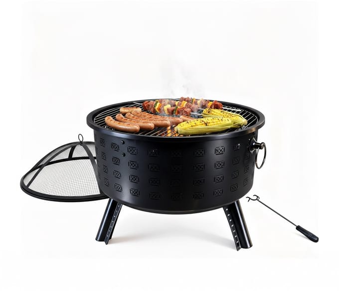 Vuurschaal - Ø 66 cm - voor buiten - met bbq rooster