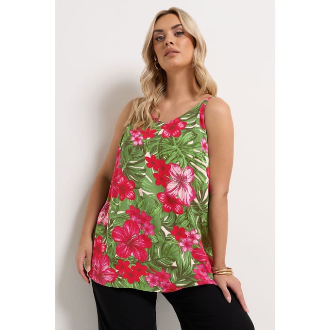 Yours Groene Tropische Cami Hemd Size 48