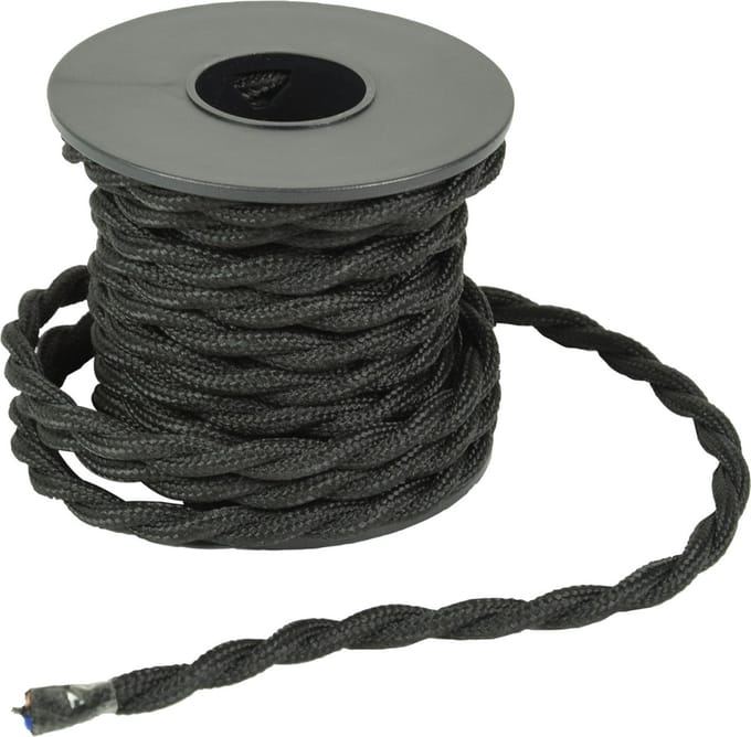 Decoratieve gevlochten 2-aderige netkabel - 0.75 mm. (vaste lengte van 5 meter = 1 stuks)