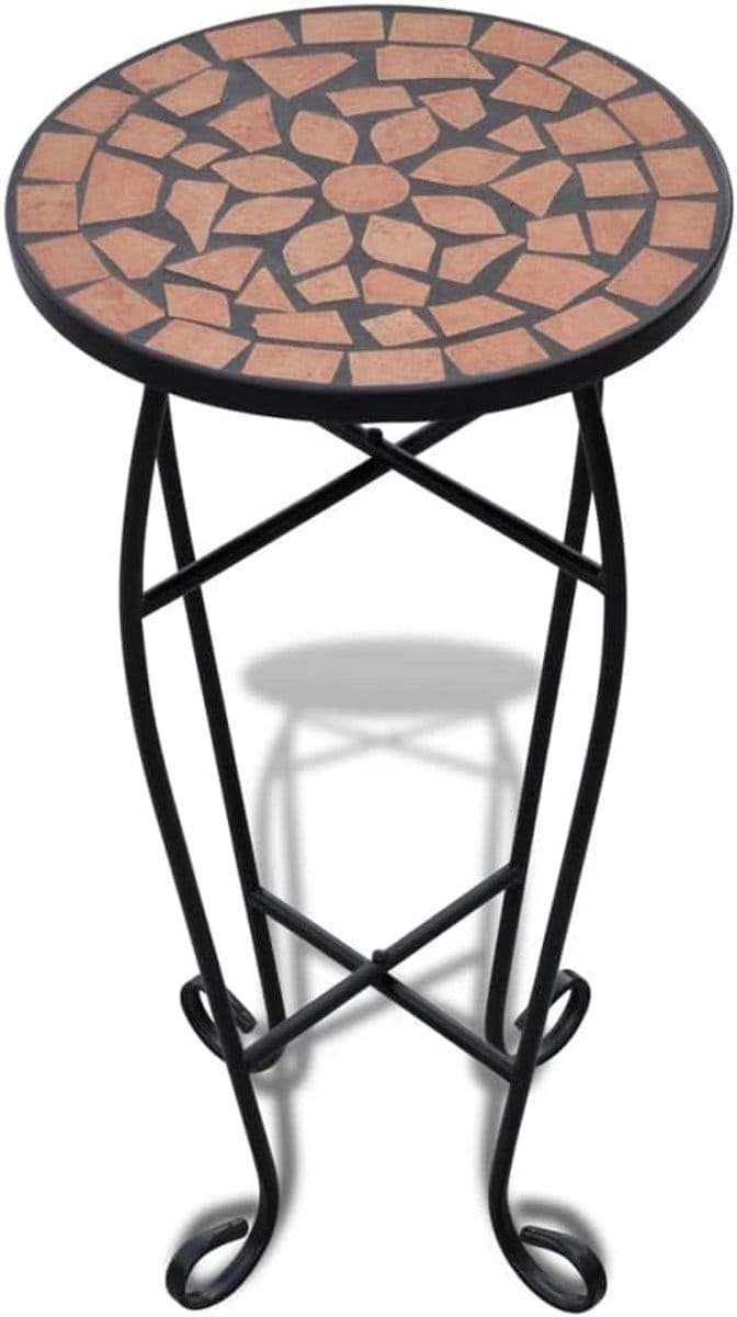 Sierlijke plantentafel met Terracotta mozaïek blad