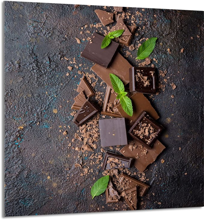 TMK ArtDeko - Glazen Keukenpaneel - 60x65 cm - Chocolade Design