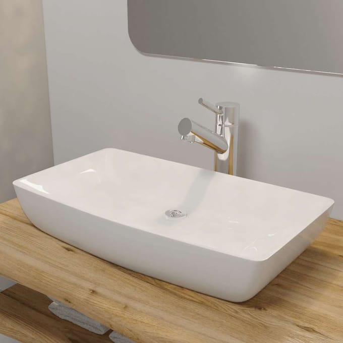 vidaXL - Luxe - keramische - rechthoekige - wasbak - 71 - x - 39 - cm - (wit)