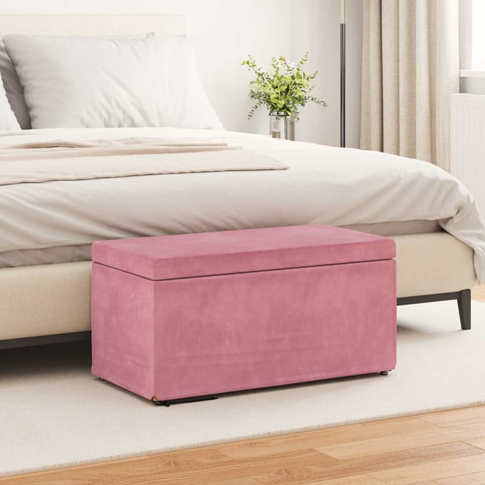 vidaXL - Kruk - Roze - 81 - x - 41 - x - 40 - cm - Velvet - en - Geengineerd - Hout