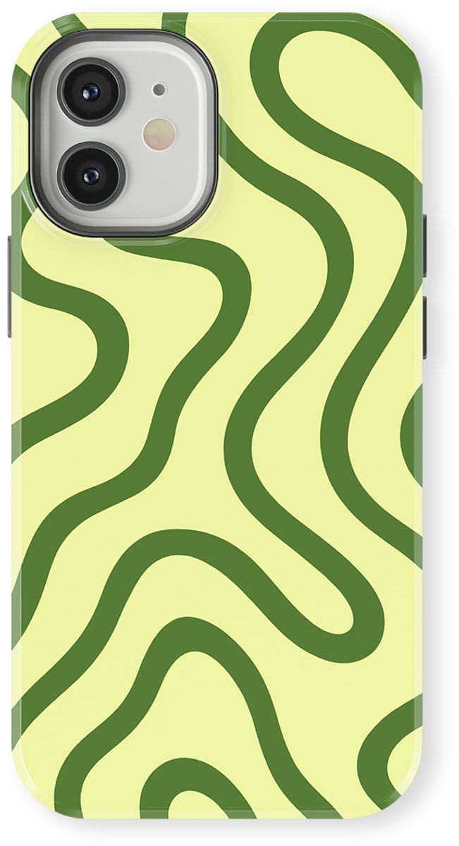 DripCase Curvy Lines Hoesje geschikt voor iPhone 12 | Backcover met Mag | Design Tough Case geschikt voor iPhone 12 Leaf Loop