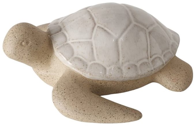 Boltze - Decoratief Beeld - Schildpad - Keramiek/Stoneware - Beige/Wit - 17,5 cm - Turtle