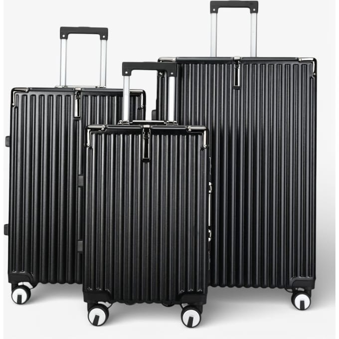 Black Hardshell Dual 4 Wheel ABS Bagagetrolley Hard Shell Cabin Koffer Set