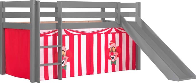 Vipack - Halfhoogslaper Astrid grijs met glijbaan - 90x200 - Grijs