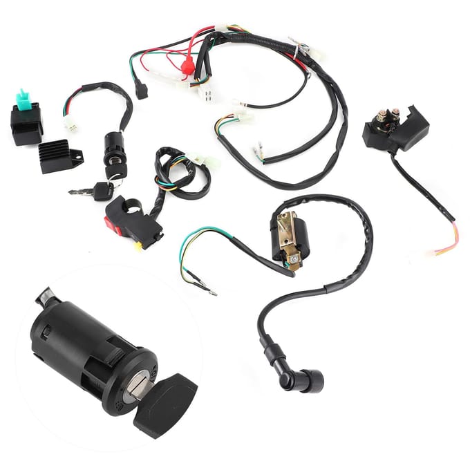 Kit de faisceau de câblage de moteur à démarrage électrique pour 50cc 110cc 125cc PIT Quad Dirt Bike ATV blanc