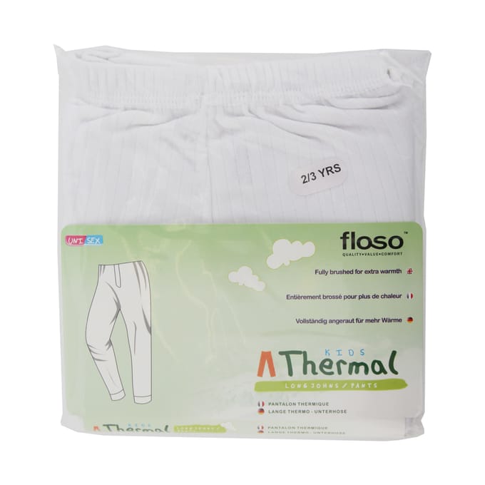 Floso Uniseks Kinderen/Kinderen Thermisch Ondergoed Lange Johns/Pants (Wit)